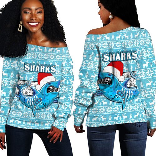 vibe-hoodie-clothing-cronulla-sutherland-sharks-christmas-off-shoulder-sweaters