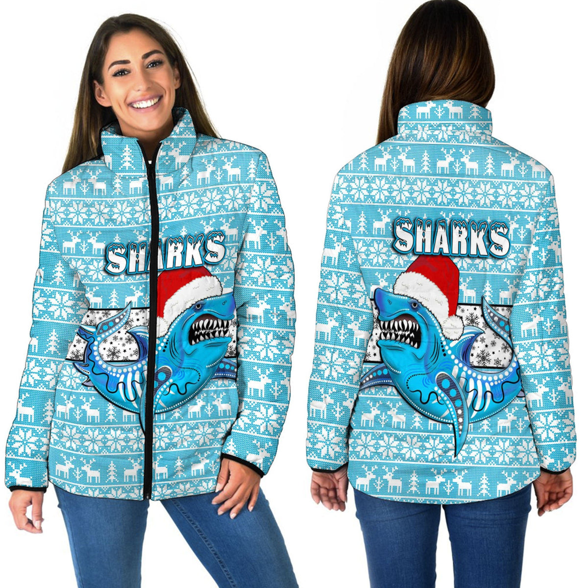 vibe-hoodie-clothing-cronulla-sutherland-sharks-christmas-women-padded-jacket