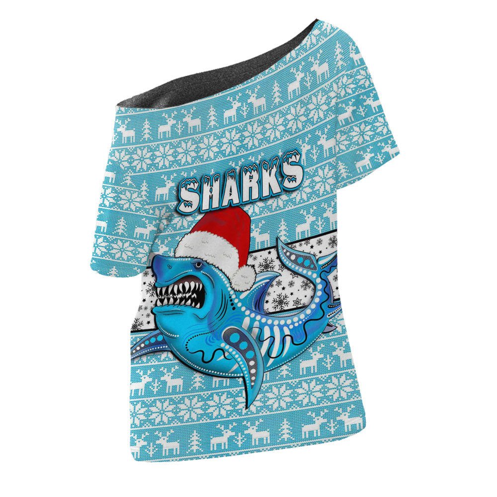 vibe-hoodie-clothing-cronulla-sutherland-sharks-christmas-off-shoulder-t-shirt