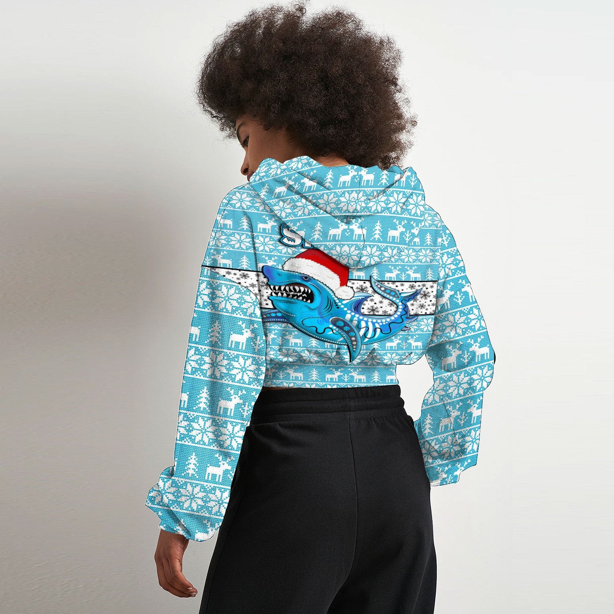 vibe-hoodie-clothing-cronulla-sutherland-sharks-christmas-croptop-hoodie