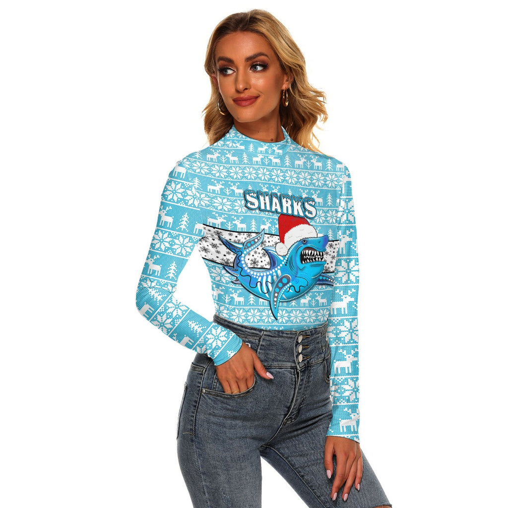 custom-vibe-hoodie-clothing-cronulla-sutherland-sharks-aboriginal-tattoo-womens-stretchable-turtleneck-top