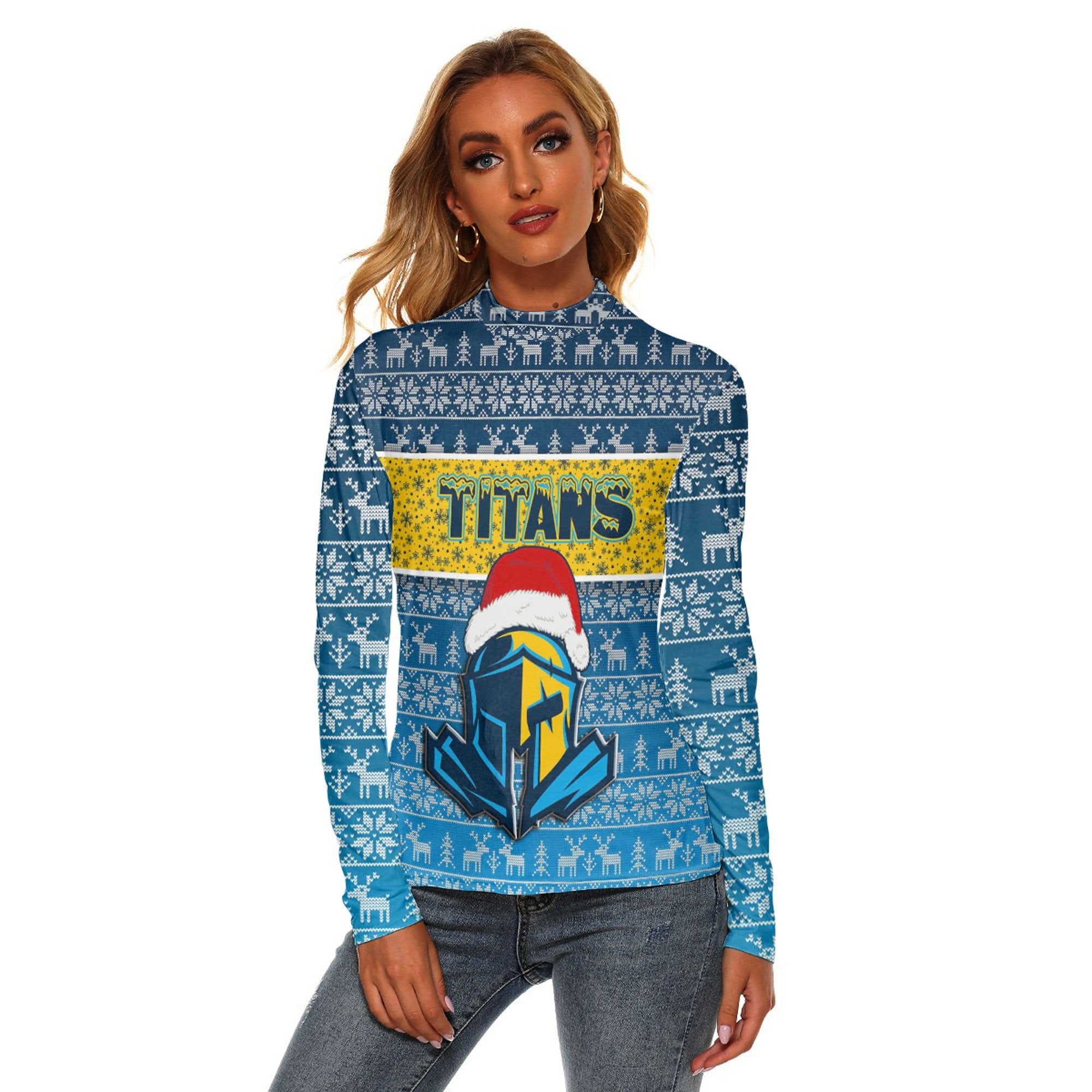 custom-vibe-hoodie-clothing-gold-coast-titans-christmas-aboriginal-tattoo-womens-stretchable-turtleneck-top