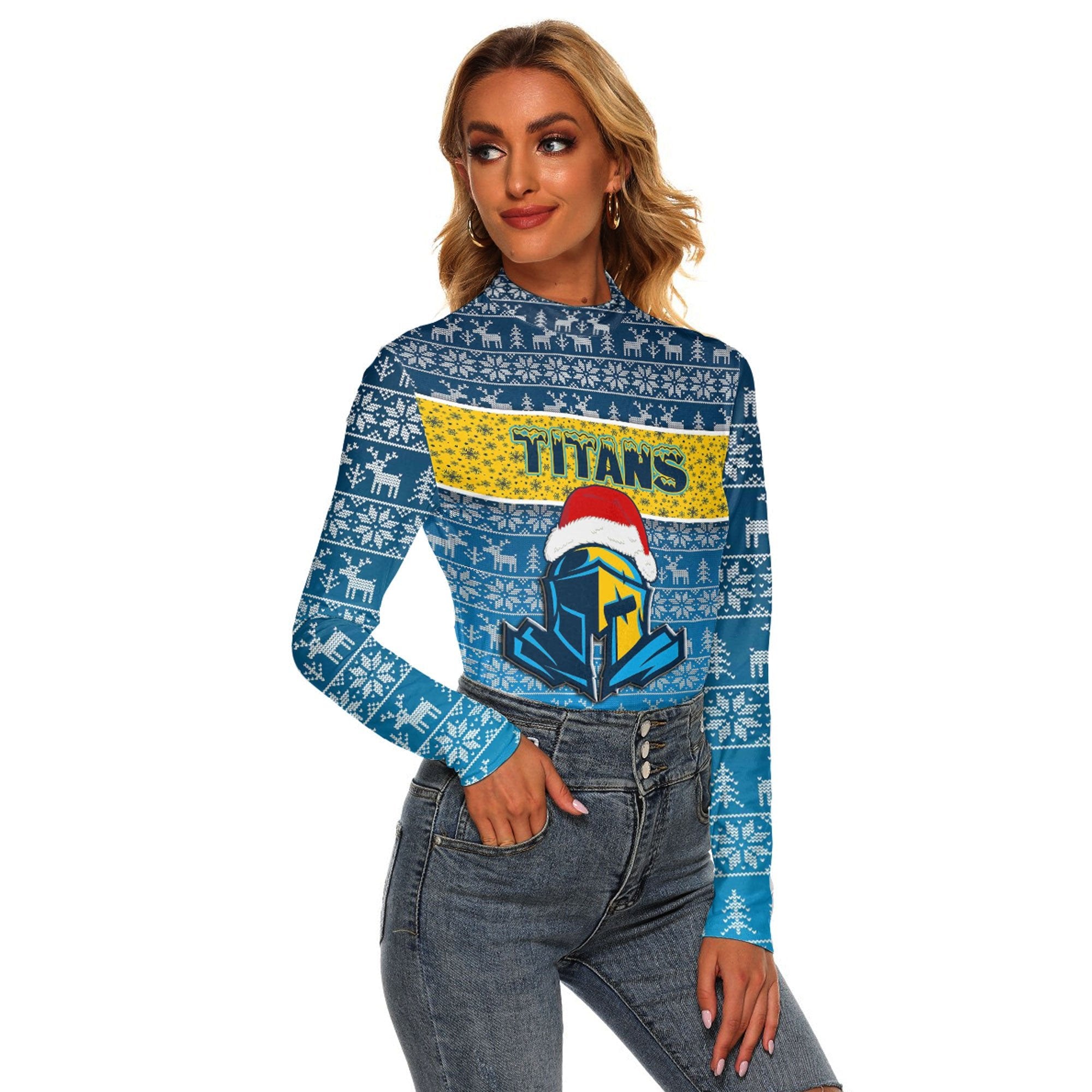 custom-vibe-hoodie-clothing-gold-coast-titans-christmas-aboriginal-tattoo-womens-stretchable-turtleneck-top