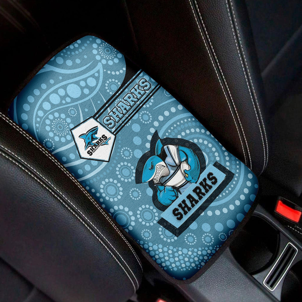 vibe-hoodie-car-center-cronulla-sutherland-sharks-simple-style-car-center-console-cover