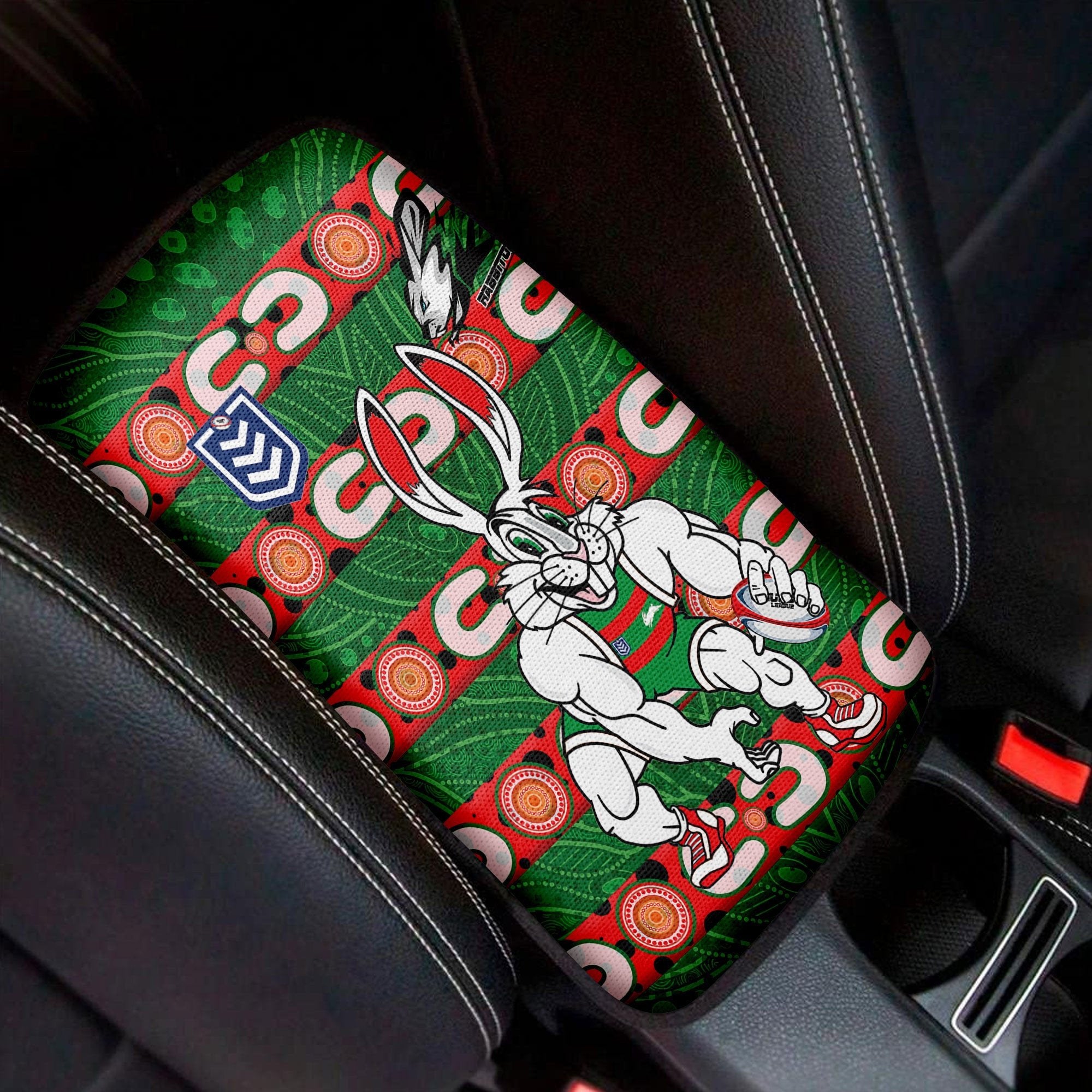 vibe-hoodie-car-center-south-sydney-rabbitohs-comic-style-car-center-console-cover