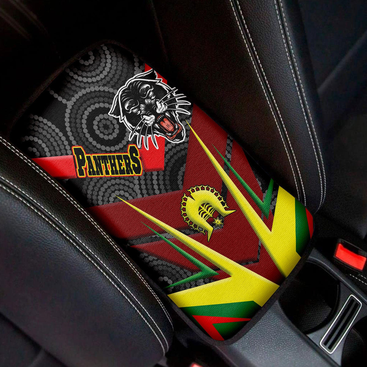 vibe-hoodie-car-center-penrith-panthers-naidoc-2022-sporty-style-car-center-console-cover