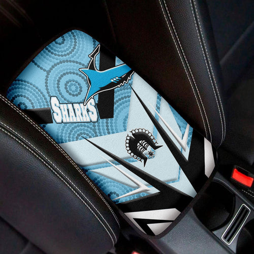 vibe-hoodie-car-center-cronulla-sutherland-sharks-naidoc-2022-sporty-style-car-center-console-cover