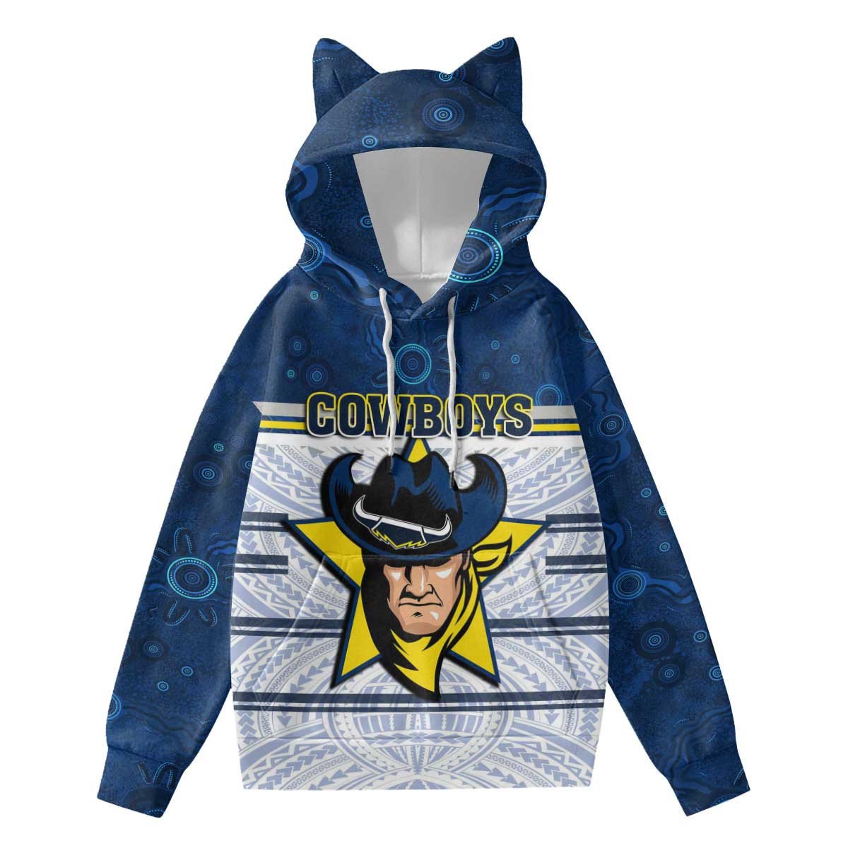vibe-hoodie-clothing-custom-north-queensland-cowboys-tattoo-style-hoodie-with-decorative-ears