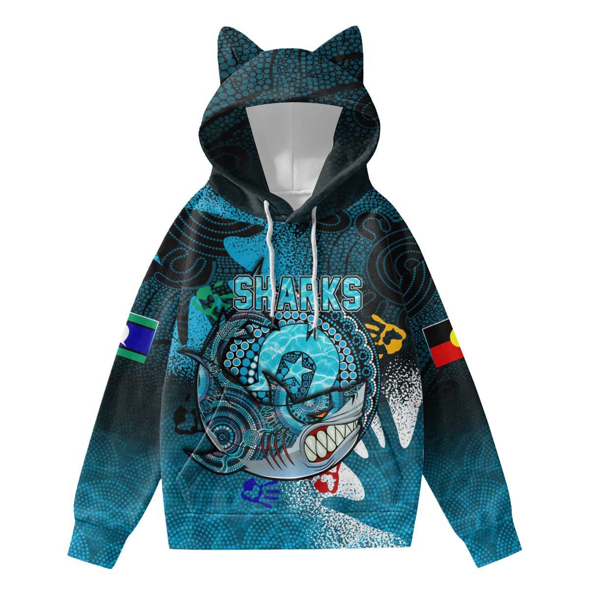 vibe-hoodie-clothing-cronulla-sutherland-sharks-naidoc-2022-hoodie-with-decorative-ears