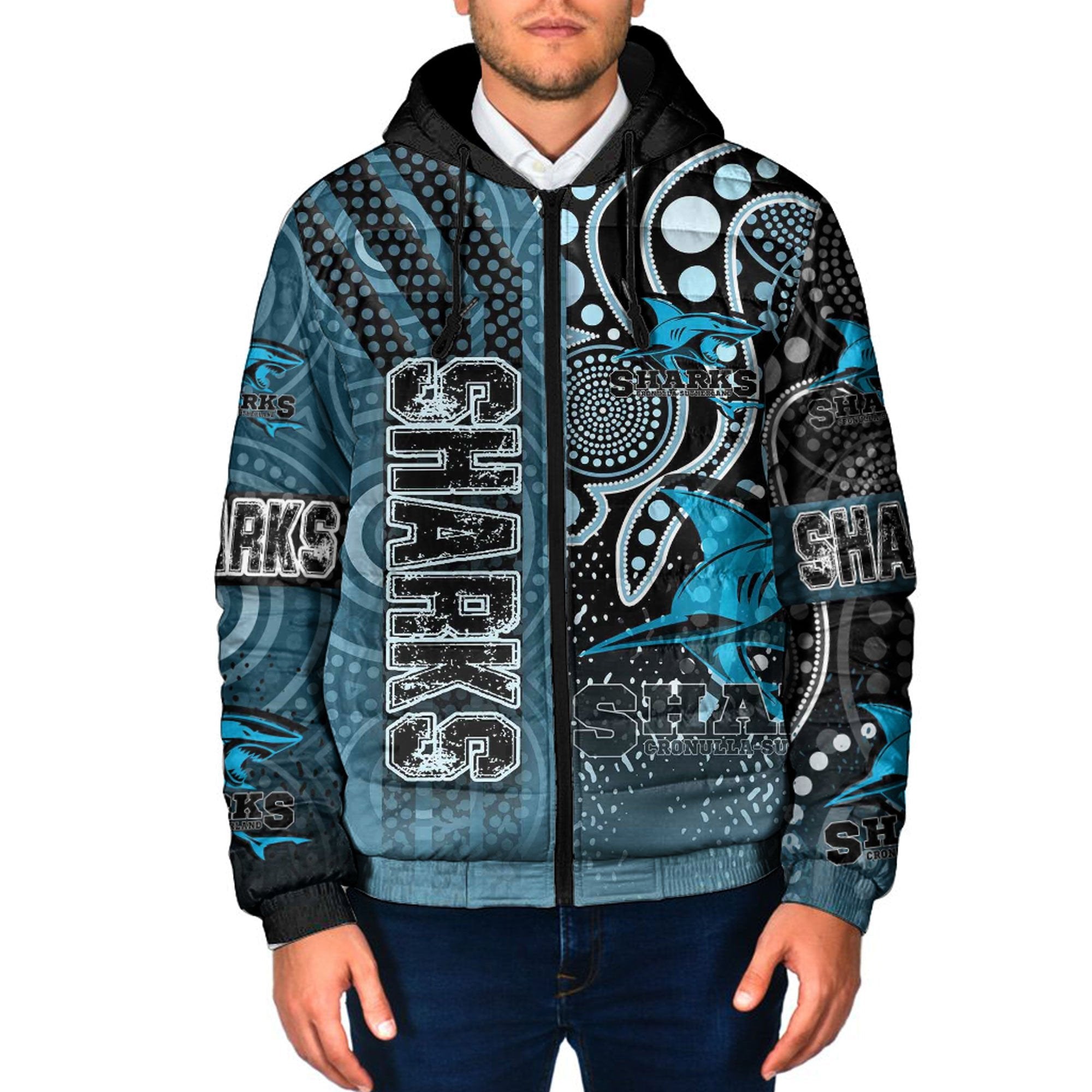 vibe-hoodie-clothing-cronulla-sutherland-sharks-sporty-style-hooded-padded-jacket