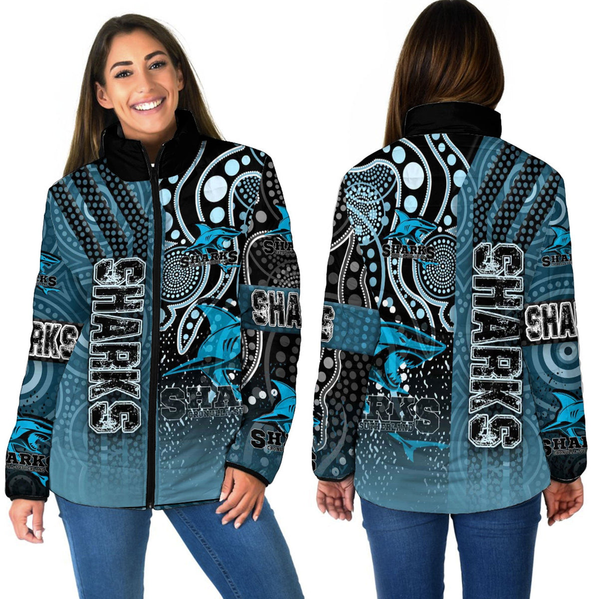 vibe-hoodie-clothing-cronulla-sutherland-sharks-sporty-style-women-padded-jacket