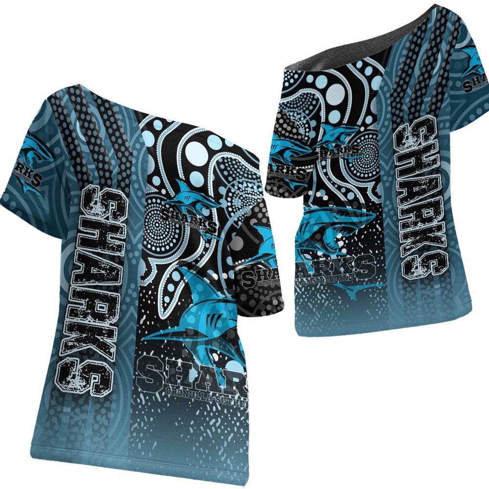 vibe-hoodie-clothing-cronulla-sutherland-sharks-sporty-style-off-shoulder-t-shirt