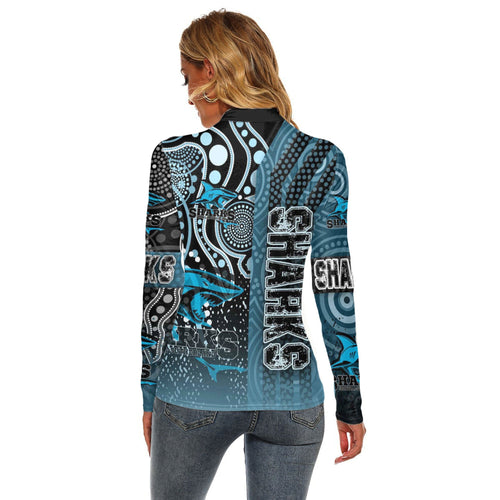vibe-hoodie-clothing-cronulla-sutherland-sharks-sporty-style-womens-stretchable-turtleneck-top