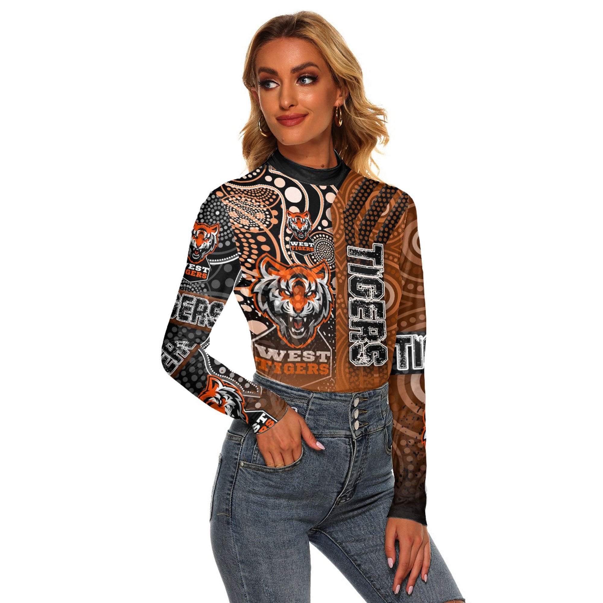 vibe-hoodie-clothing-west-tigers-sporty-style-womens-stretchable-turtleneck-top