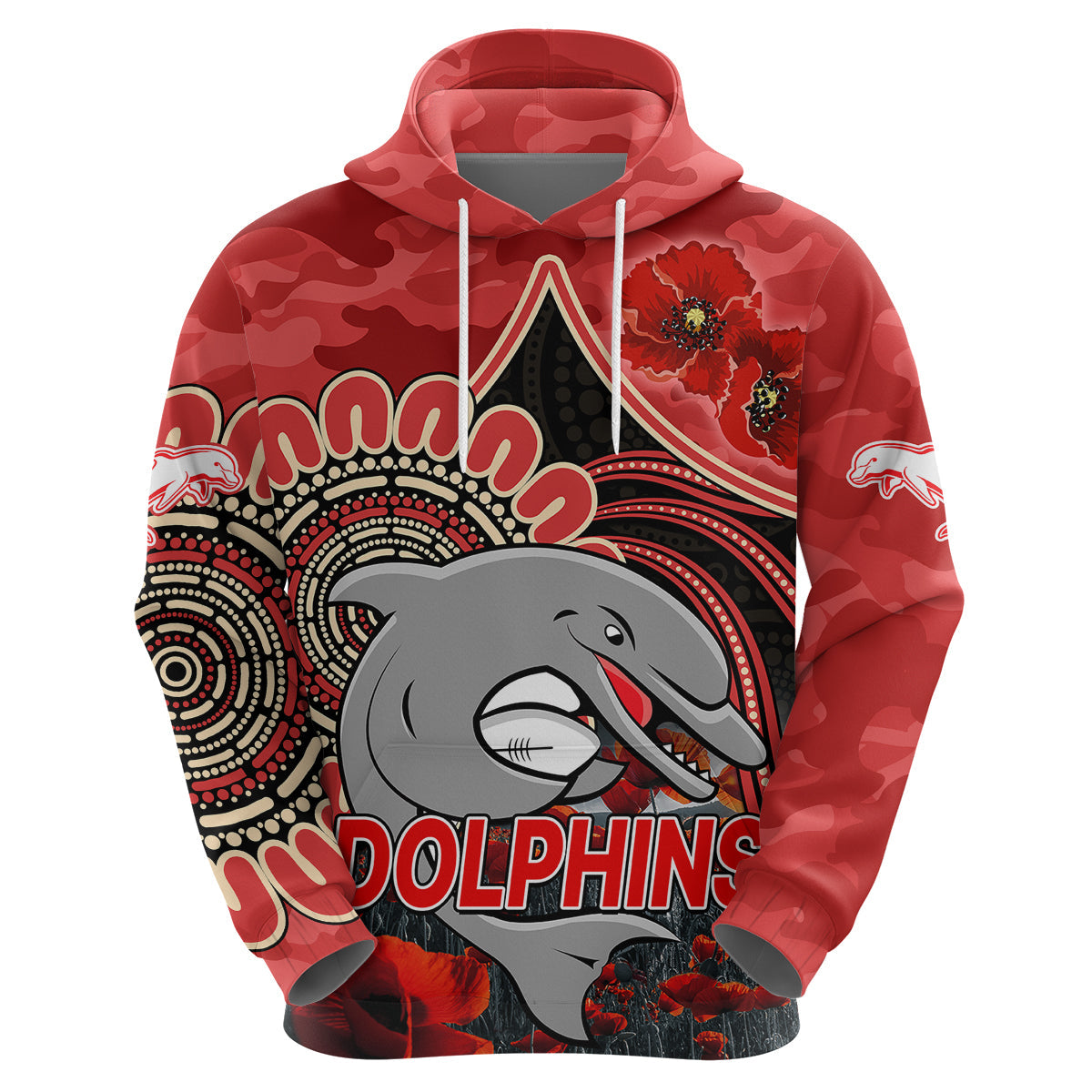 nrl-anzac-redcliffe-dolphins-poppy-flowers-hoodie