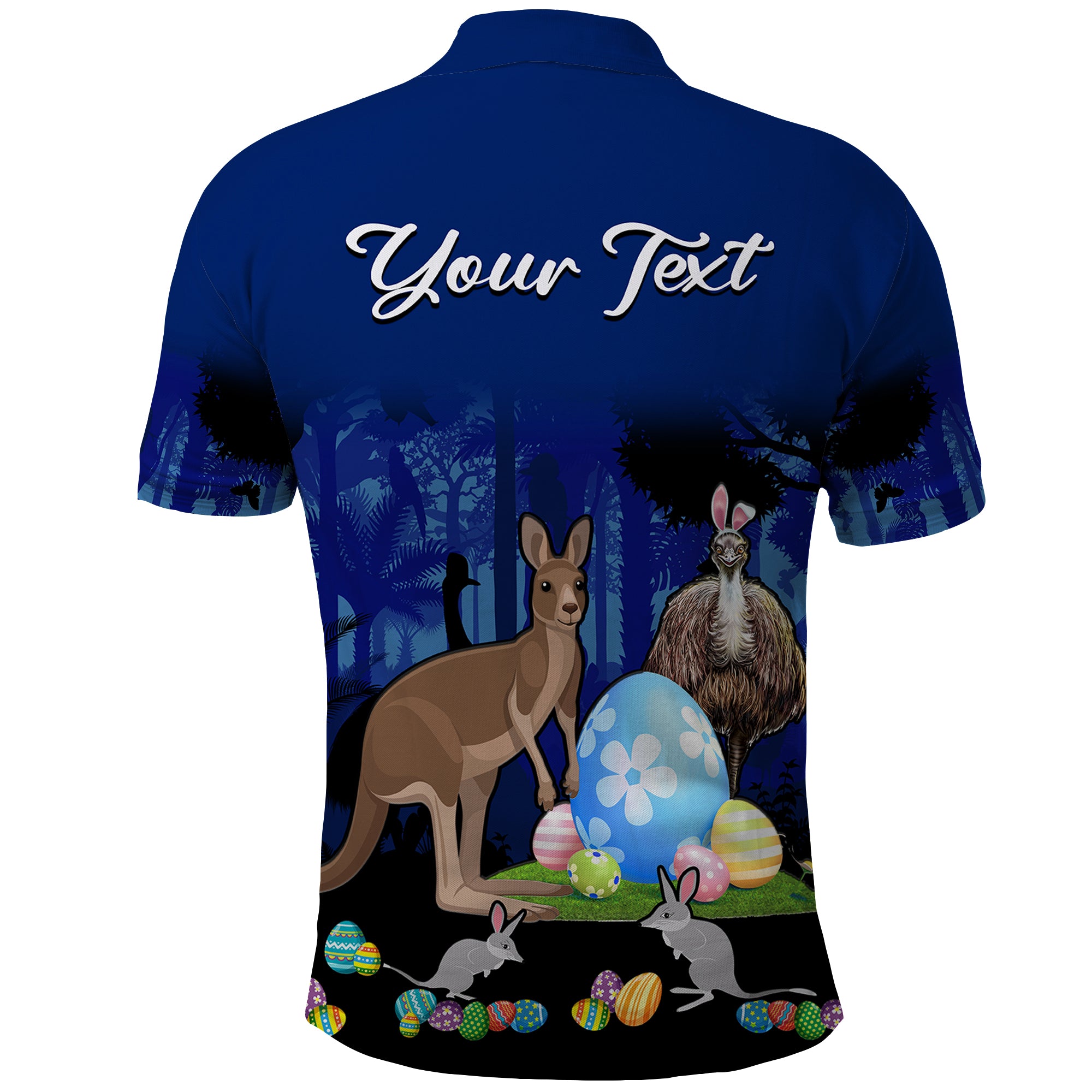 custom-personalised-australia-kangaroo-emu-and-bilby-happy-easter-day-polo-shirt