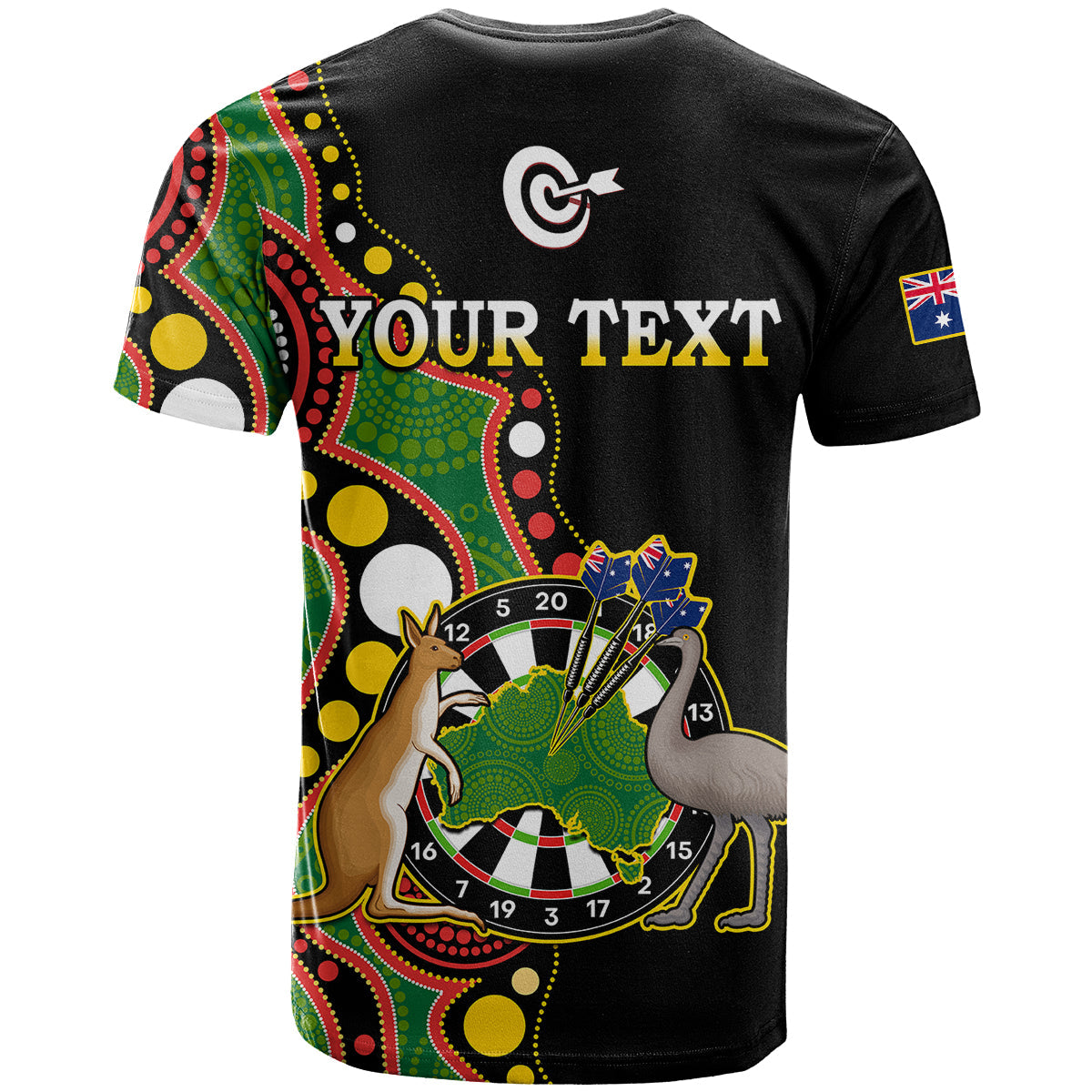 custom-personalised-australia-darts-indigenous-art-mix-kangaroo-and-emu-t-shirt