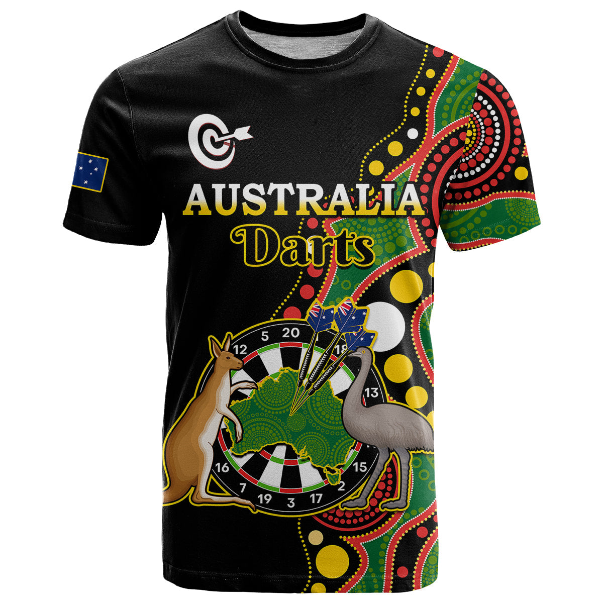 custom-personalised-australia-darts-indigenous-art-mix-kangaroo-and-emu-t-shirt