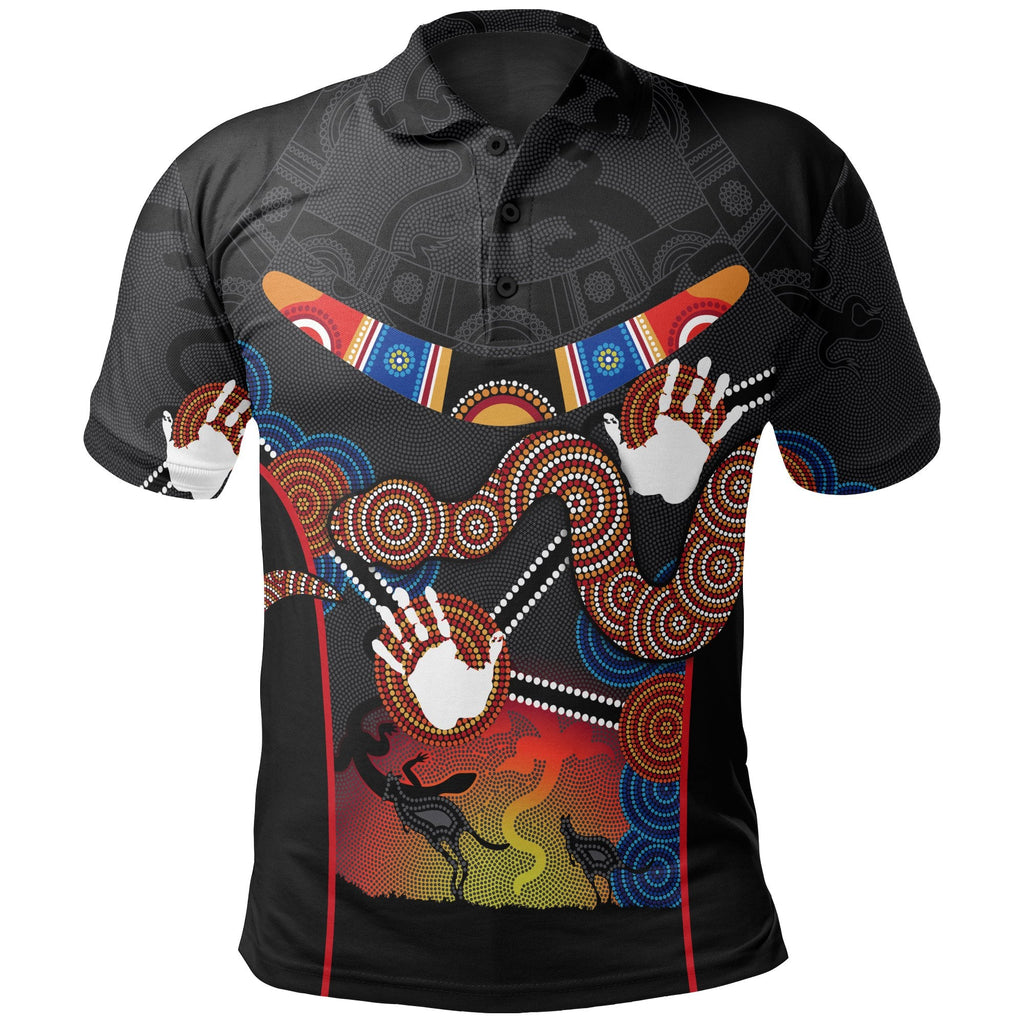 kid-aboriginal-polo-shirt-australian-boomerang-and-snake-indigenous-art