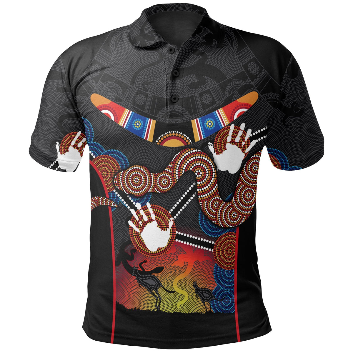 kid-aboriginal-polo-shirt-australian-boomerang-and-snake-indigenous-art