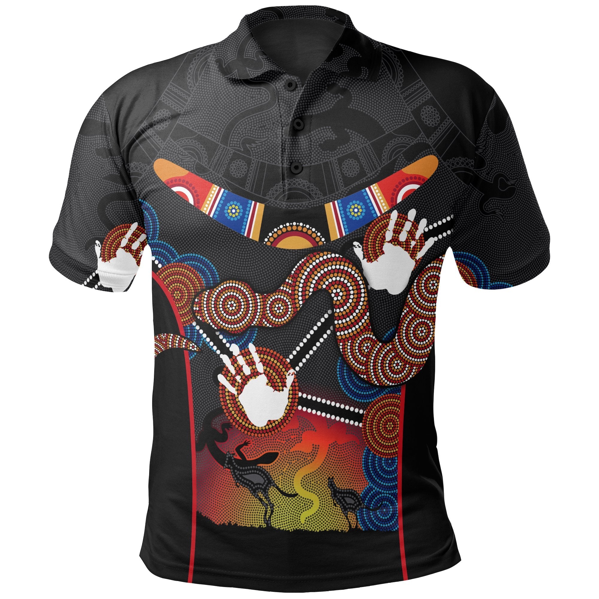 kid-aboriginal-polo-shirt-australian-boomerang-and-snake-indigenous-art