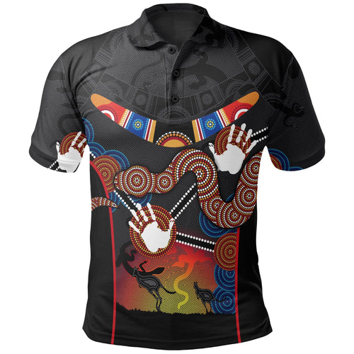 kid-aboriginal-polo-shirt-australian-boomerang-and-snake-indigenous-art