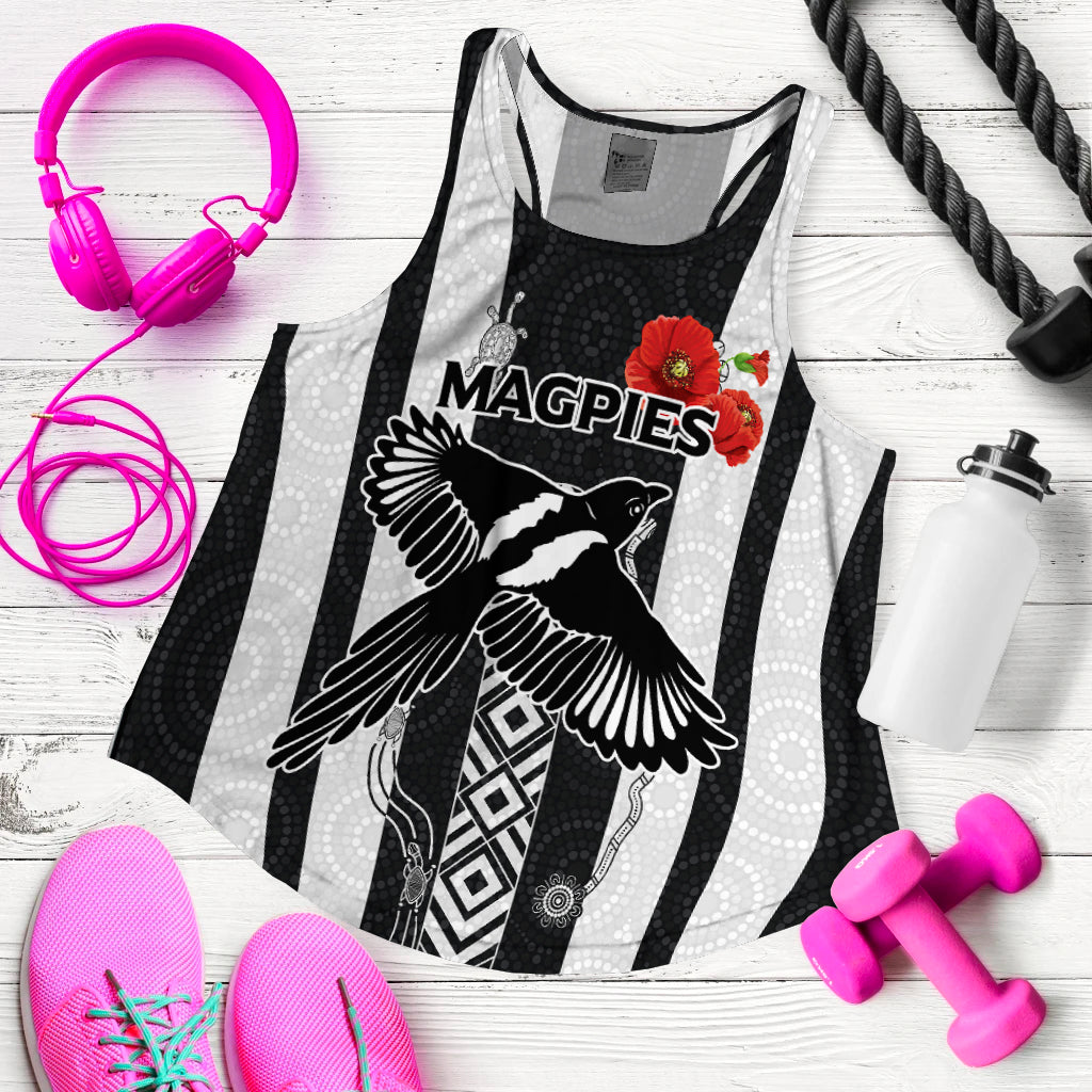 Magpies Anzac Day Women Tank Top - Indigenous Art