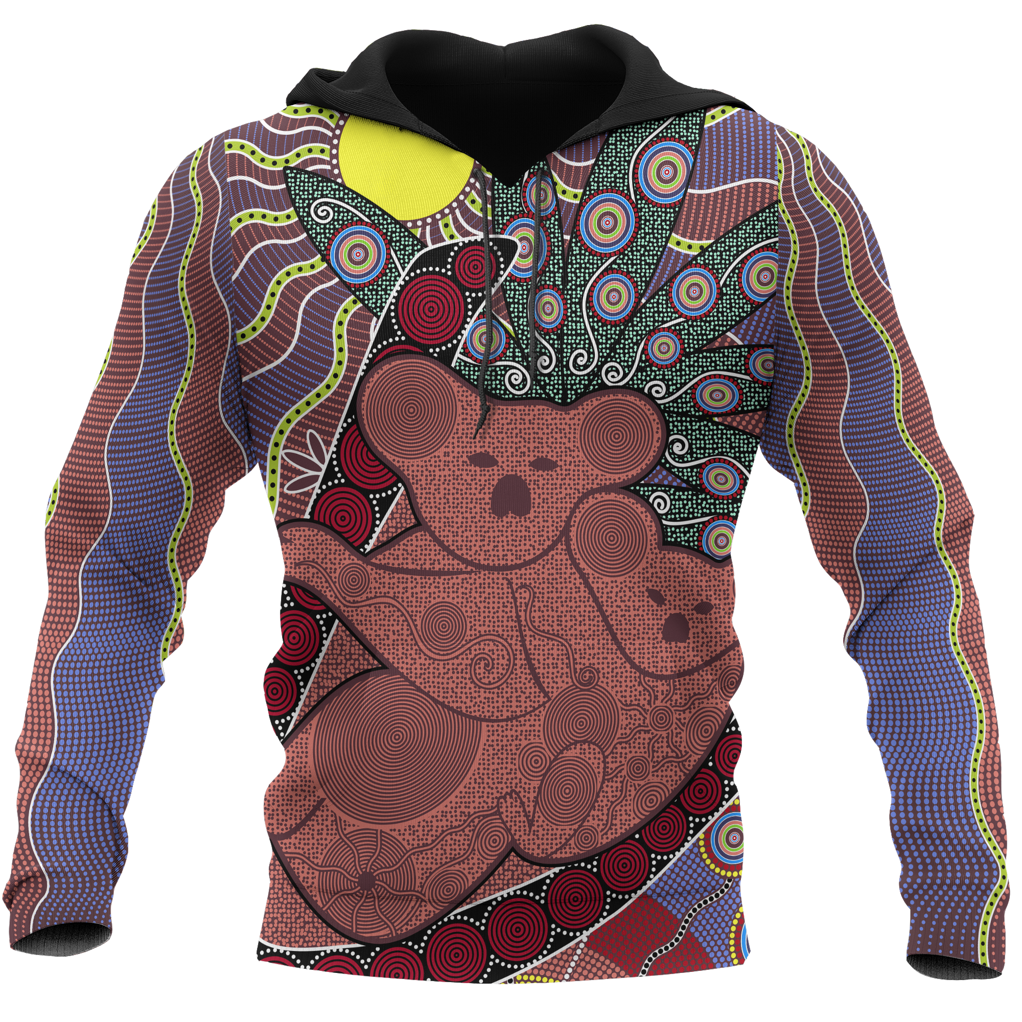 aboriginal-hoodie-koala-patterns-sun-dot-painting