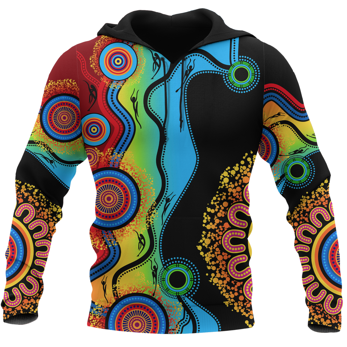 aboriginal-hoodie-circle-dot-painting-flowers-patterns-blue-dream
