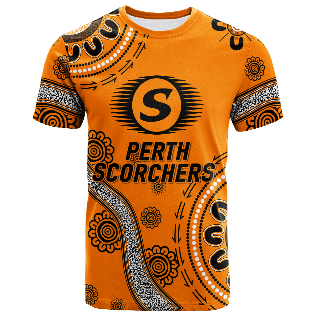 Perth Scorchers Aboriginal Art Cricket 2022 T-Shirt - LT12