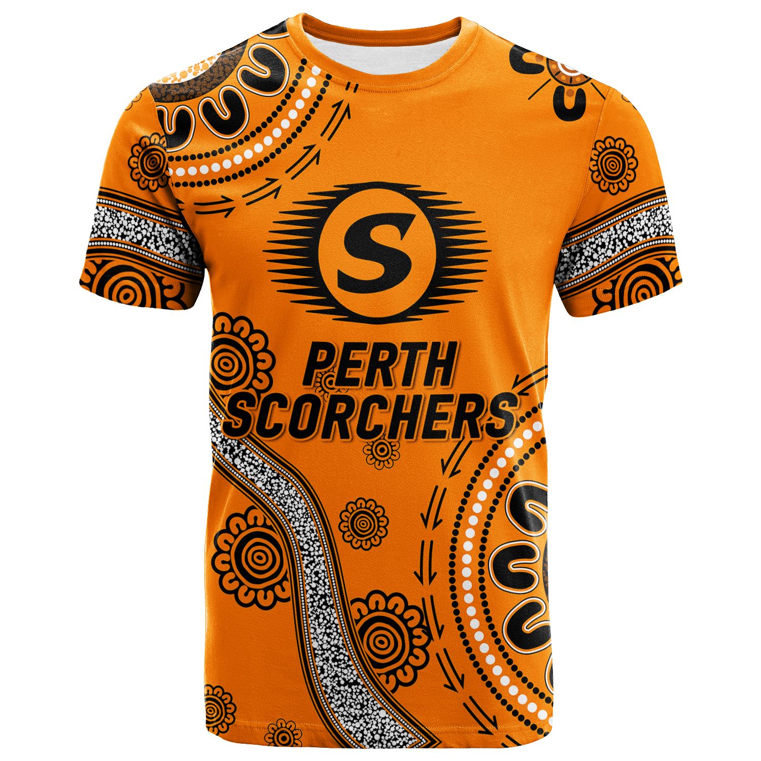 Perth Scorchers Aboriginal Art Cricket 2022 T-Shirt - LT12