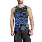 men-tank-top-aboriginal-dot-unique-style-blue