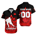 (Custom Personalised) Canada Hockey With Maple Leaf Hawaiian Shirt