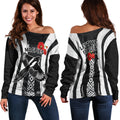 Magpies Anzac Day Women Off Shoulder Sweater - Indigenous Art