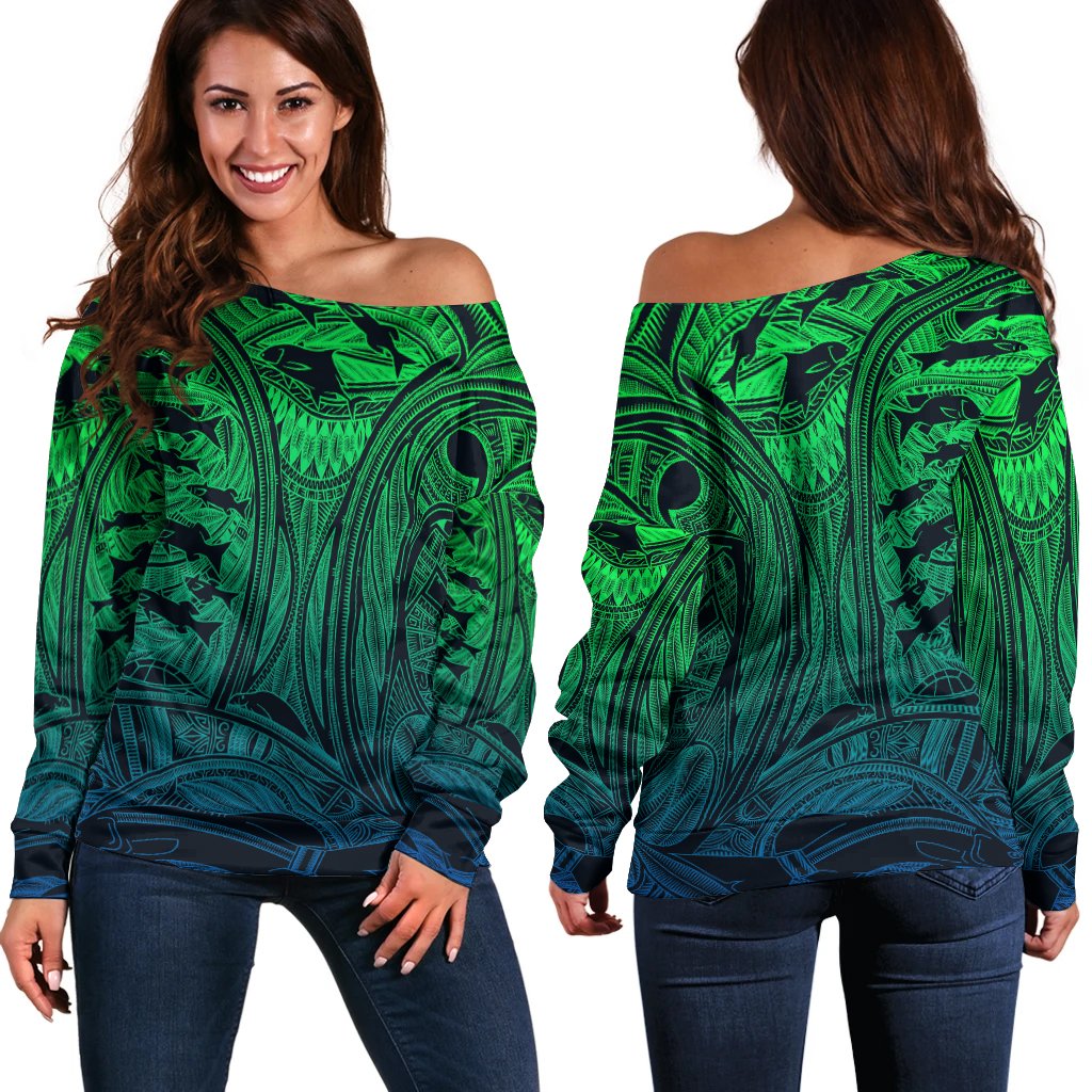 Torres Strait Islanders Off Shoulder Sweater - Ocean Art - Vibe Hoodie