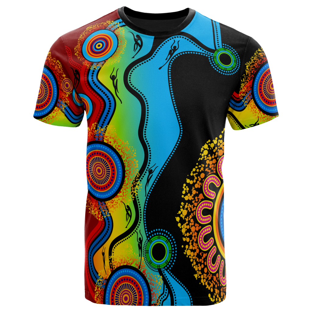 kid-aboriginal-t-shirt-circle-dot-painting-blue-dream