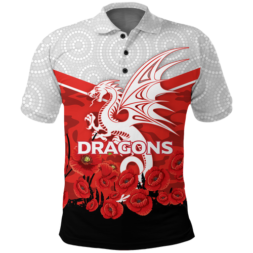 Dragons Rugby Anzac Day Polo Shirt - Indigenous Ar
