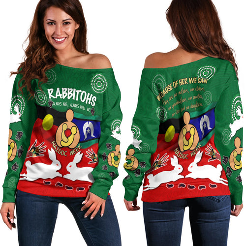South Sydney Rabbitohs Off Shoulder Sweater NAIDOC Week Indigenous LT4 - Vibe Hoodie