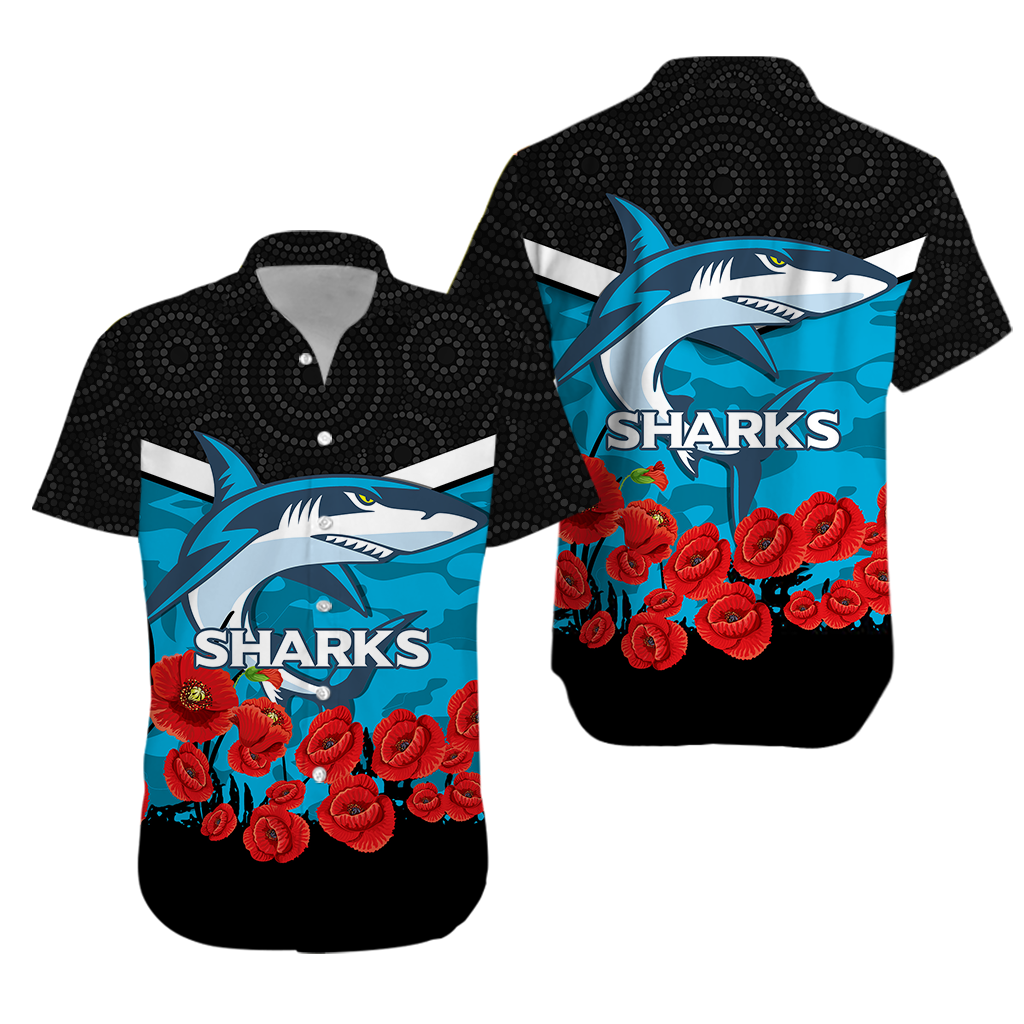 Cronulla-Sutherland Sharks Anzac Day Indigenous Art Hawaiian Shirt