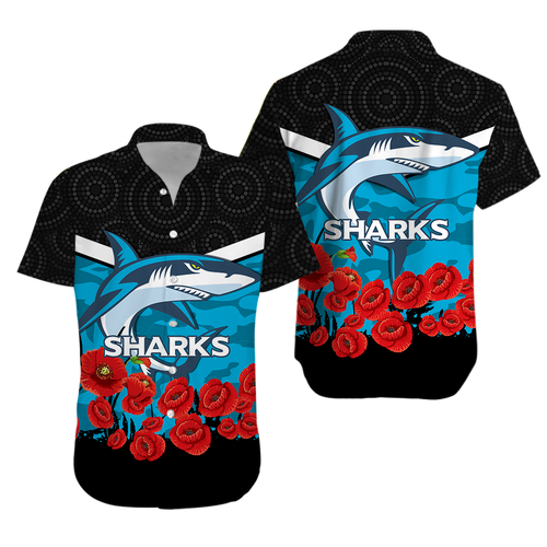 Cronulla-Sutherland Sharks Anzac Day Indigenous Art Hawaiian Shirt