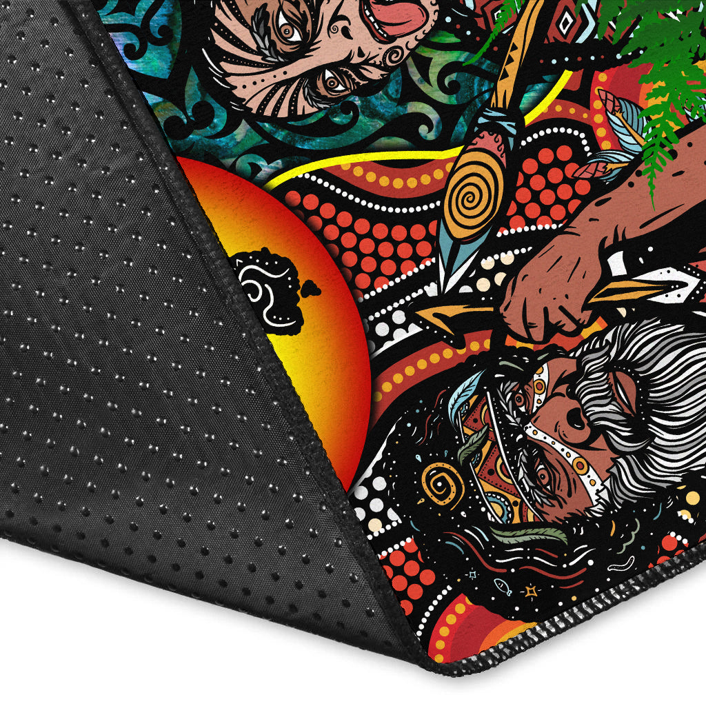 Australia Aboriginal Kangaroo Combine New Zealand Maori Kiwi Bird Area Rug - LT2