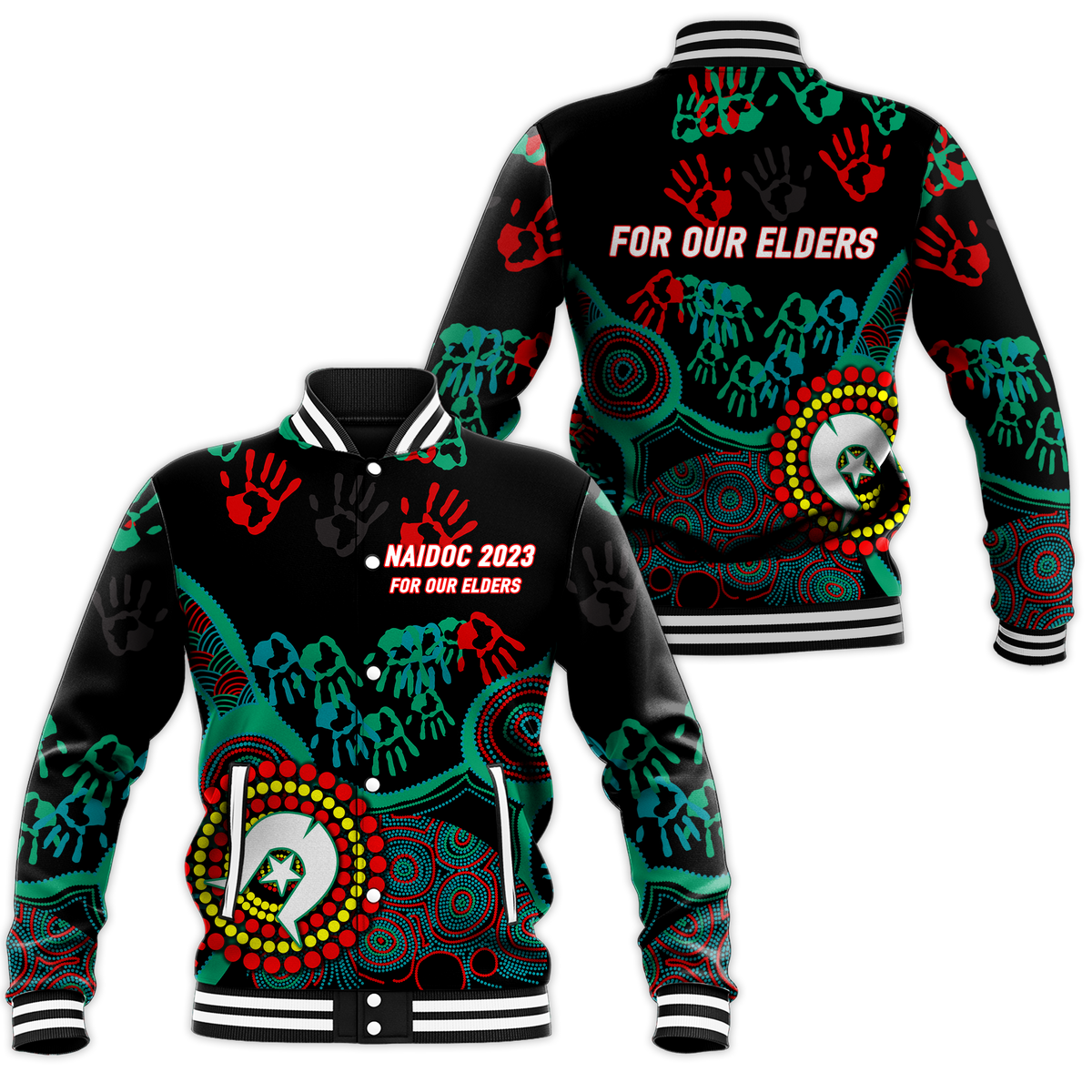 NAIDOC Week 2023 Aboriginal Art For Our Elders Baseball Jacket 