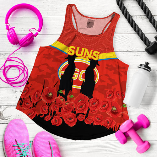 Gold Coast Suns Anzac Day Women Tank Top - Indigenous Art