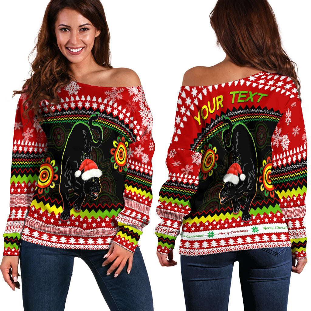 custom-personalised-panthers-christmas-off-shoulder-sweater-penrith-snow-mix-indigenous