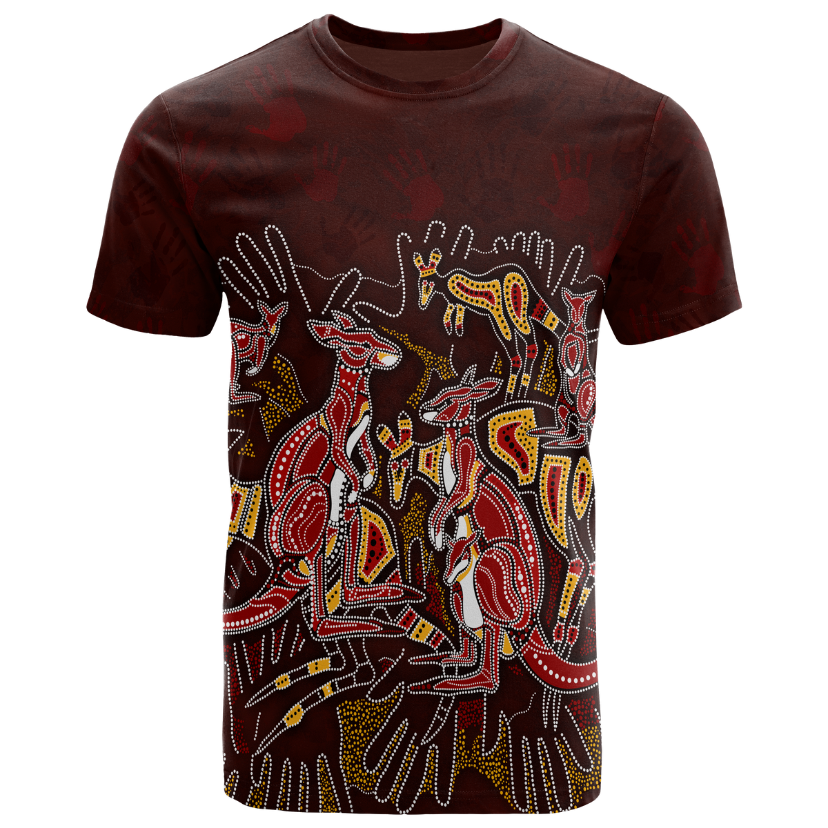 aboriginal-t-shirts-kangaroo-family-with-hand-art