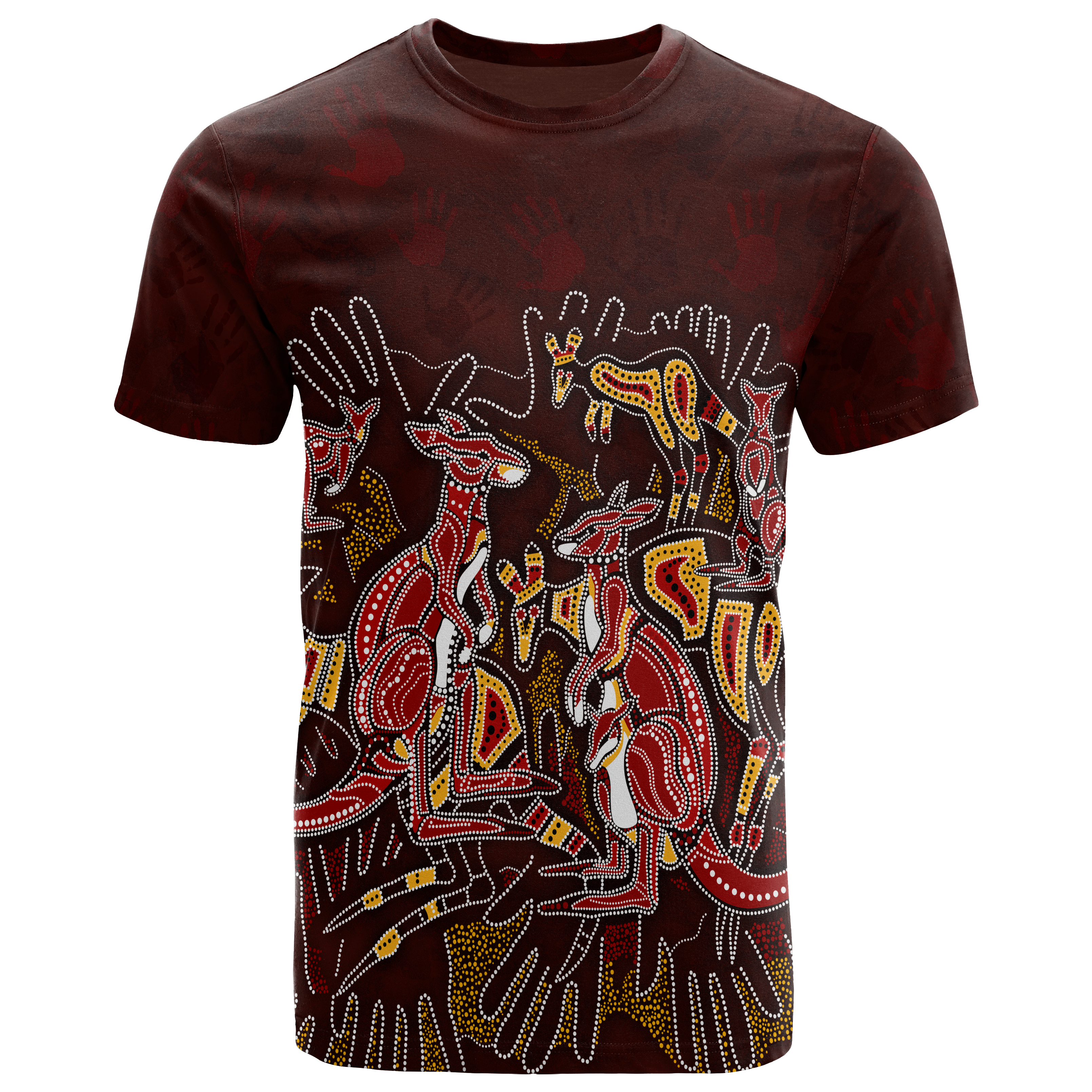 aboriginal-t-shirts-kangaroo-family-with-hand-art