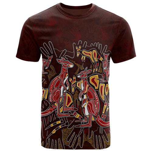 aboriginal-t-shirts-kangaroo-family-with-hand-art