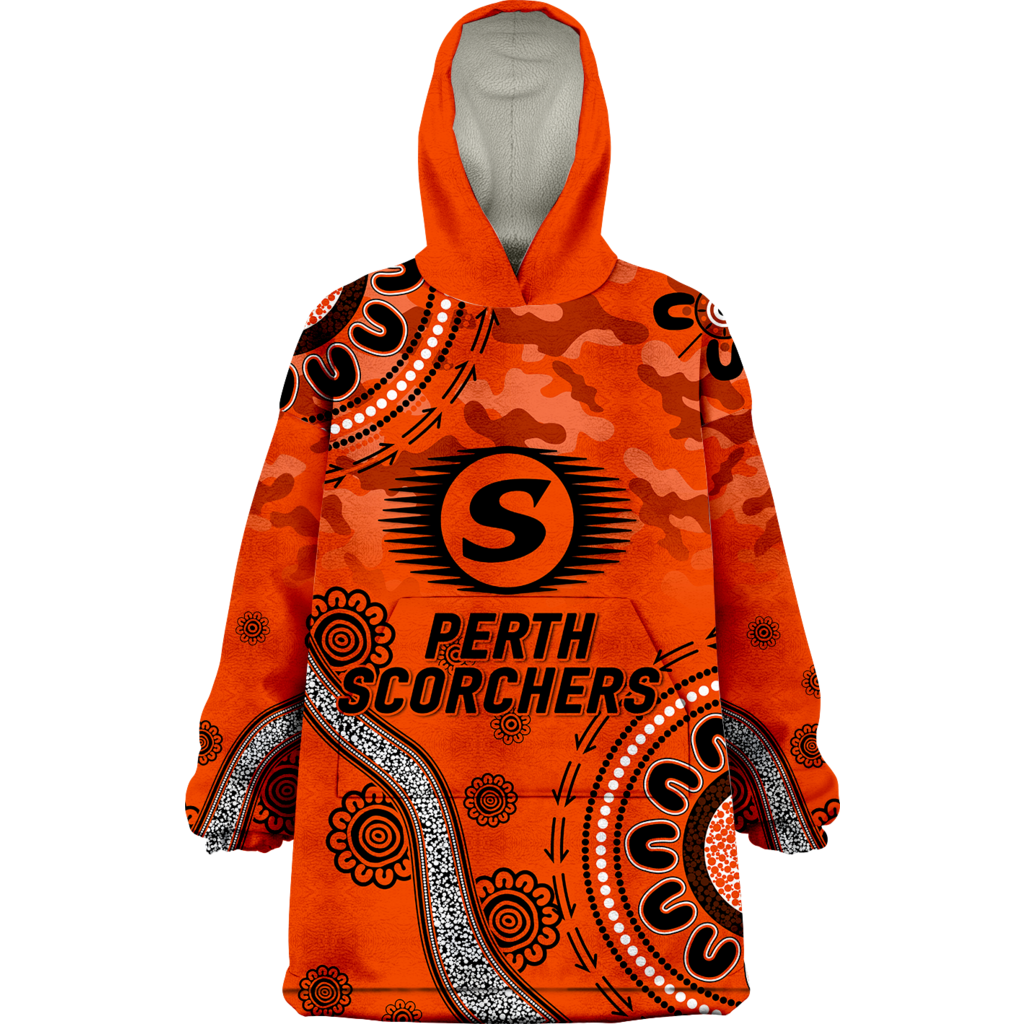 (Custom Personalised ) Perth Scorchers ANZAC Day Aboriginal Wearable Blanket Hoodie - LT12