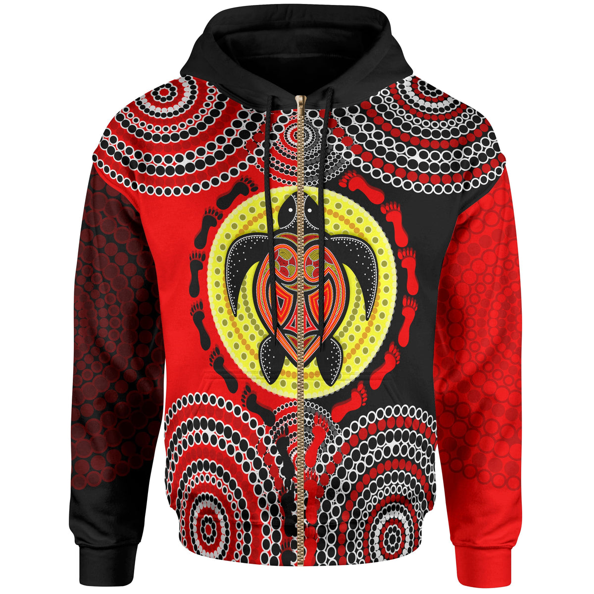 aboriginal-zip-up-hoodie-turtle-footprint-circle-dot-painting