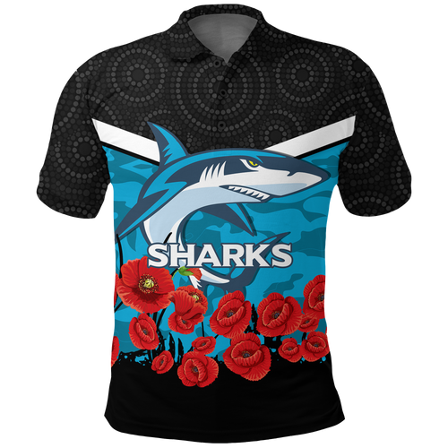 cronulla-sutherland-sharks-anzac-day-indigenous-art-polo-shirt